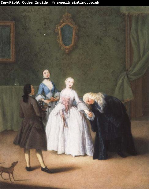 Pietro Longhi A Nobleman Kissing a Lady-s Hand